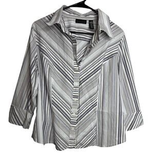 Apostrophe Striped Blouse Size 18/20 VNeck Womens